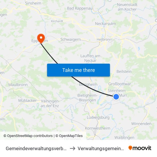 Gemeindeverwaltungsverband Steinheim-Murr to Verwaltungsgemeinschaft Eppingen map