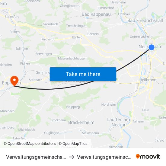 Verwaltungsgemeinschaft Neckarsulm to Verwaltungsgemeinschaft Eppingen map