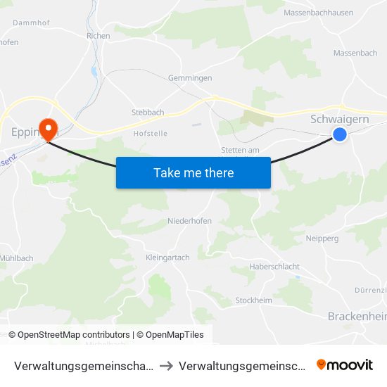 Verwaltungsgemeinschaft Schwaigern to Verwaltungsgemeinschaft Eppingen map