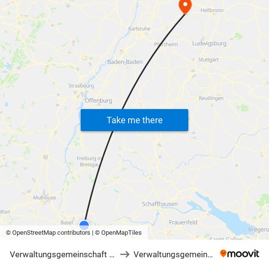 Verwaltungsgemeinschaft Rheinfelden (Baden) to Verwaltungsgemeinschaft Eppingen map