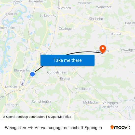 Weingarten to Verwaltungsgemeinschaft Eppingen map