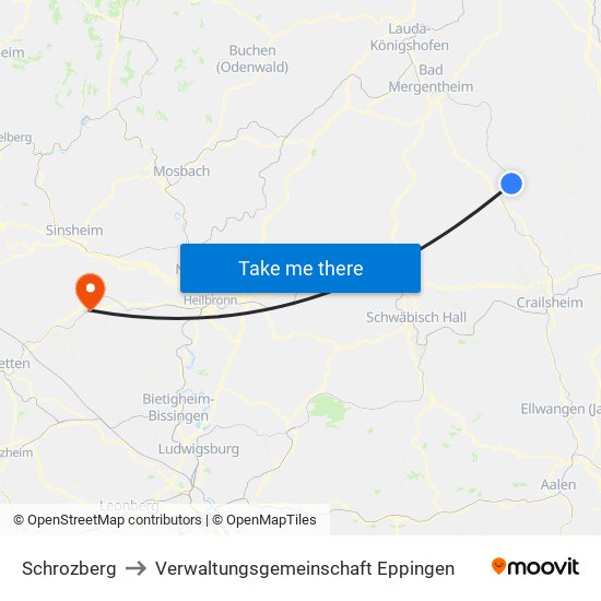 Schrozberg to Verwaltungsgemeinschaft Eppingen map