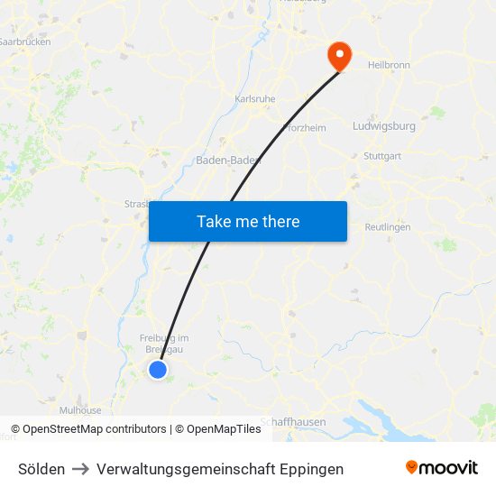 Sölden to Verwaltungsgemeinschaft Eppingen map