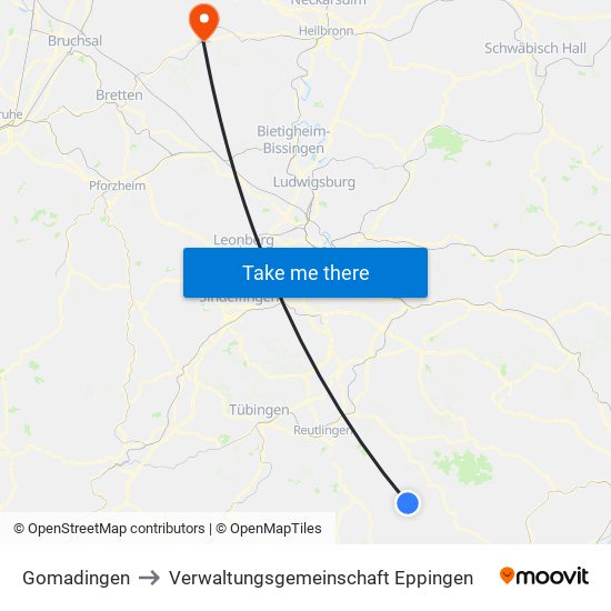 Gomadingen to Verwaltungsgemeinschaft Eppingen map