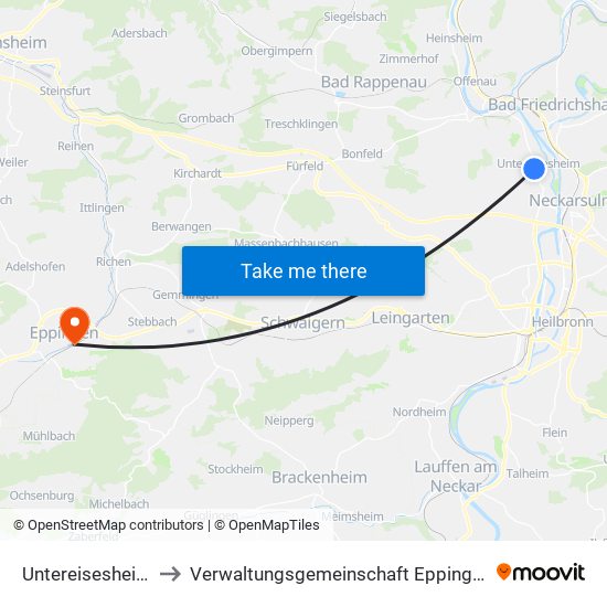 Untereisesheim to Verwaltungsgemeinschaft Eppingen map
