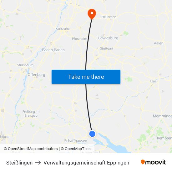 Steißlingen to Verwaltungsgemeinschaft Eppingen map