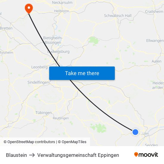 Blaustein to Verwaltungsgemeinschaft Eppingen map