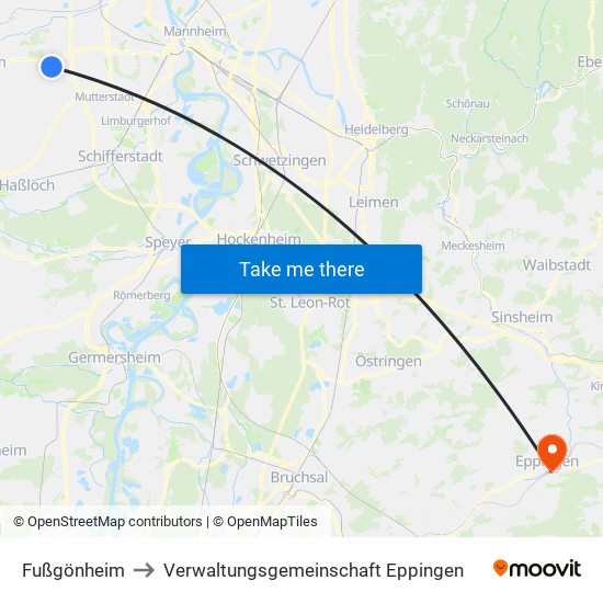 Fußgönheim to Verwaltungsgemeinschaft Eppingen map