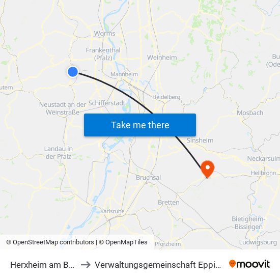 Herxheim am Berg to Verwaltungsgemeinschaft Eppingen map