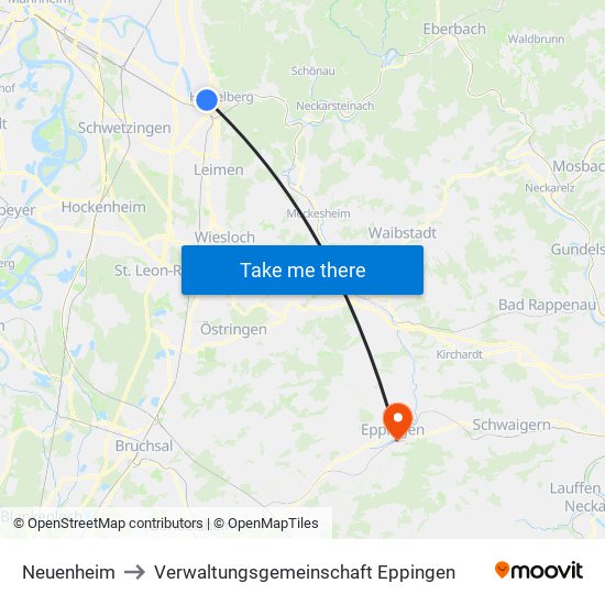 Neuenheim to Verwaltungsgemeinschaft Eppingen map
