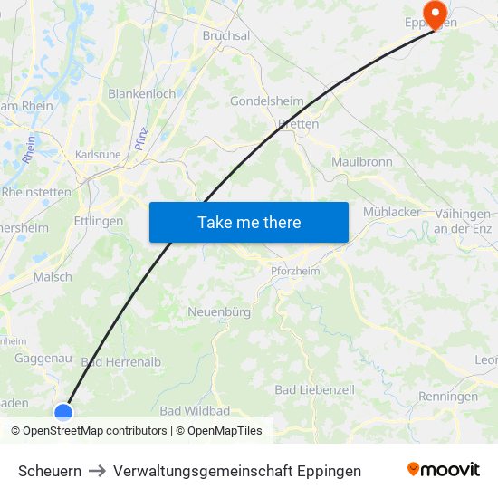 Scheuern to Verwaltungsgemeinschaft Eppingen map