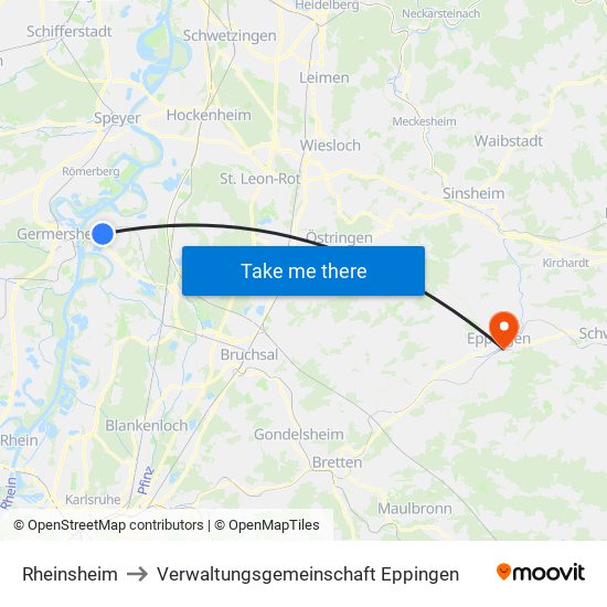 Rheinsheim to Verwaltungsgemeinschaft Eppingen map