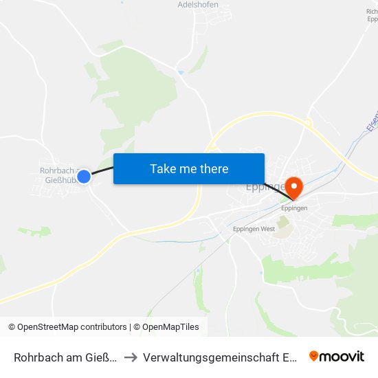 Rohrbach am Gießhübel to Verwaltungsgemeinschaft Eppingen map