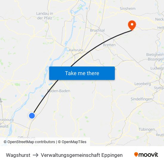 Wagshurst to Verwaltungsgemeinschaft Eppingen map
