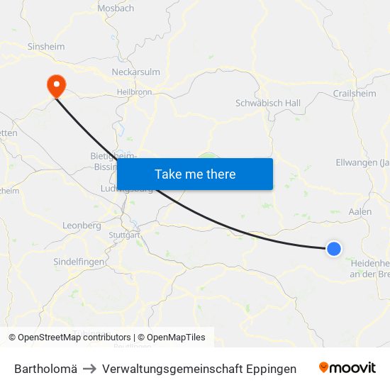 Bartholomä to Verwaltungsgemeinschaft Eppingen map