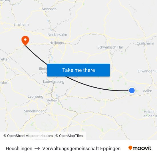 Heuchlingen to Verwaltungsgemeinschaft Eppingen map