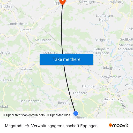 Magstadt to Verwaltungsgemeinschaft Eppingen map