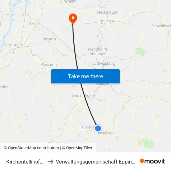 Kirchentellinsfurt to Verwaltungsgemeinschaft Eppingen map