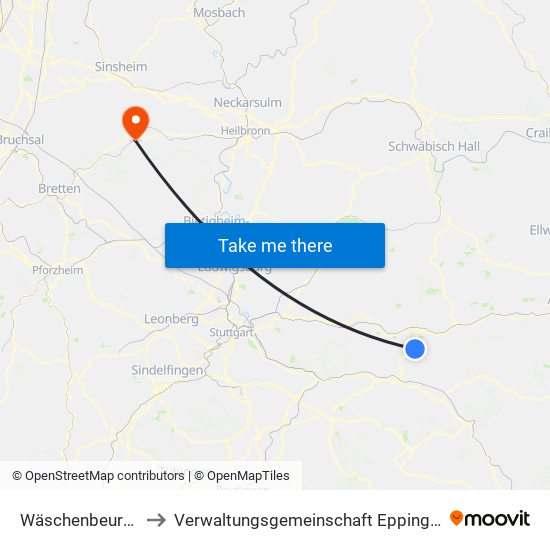 Wäschenbeuren to Verwaltungsgemeinschaft Eppingen map