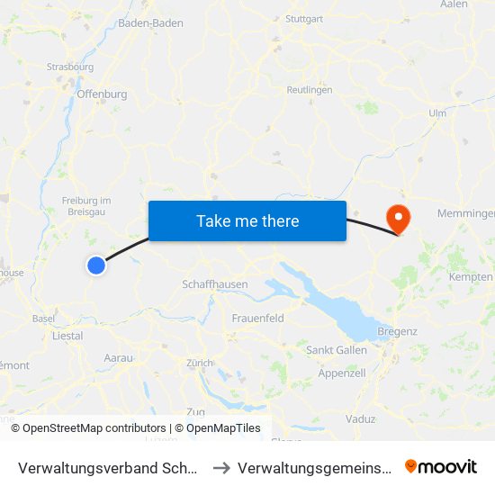 Verwaltungsverband Schönau Im Schwarzwald to Verwaltungsgemeinschaft Bad Waldsee map