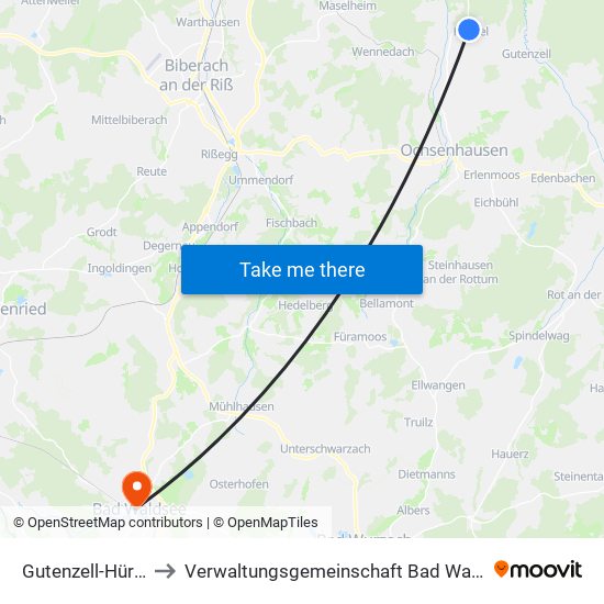 Gutenzell-Hürbel to Verwaltungsgemeinschaft Bad Waldsee map