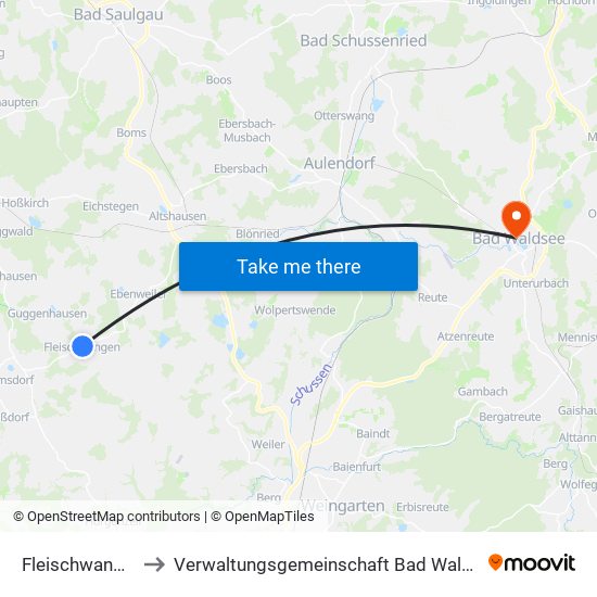 Fleischwangen to Verwaltungsgemeinschaft Bad Waldsee map