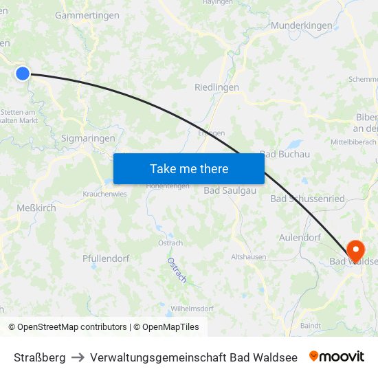 Straßberg to Verwaltungsgemeinschaft Bad Waldsee map