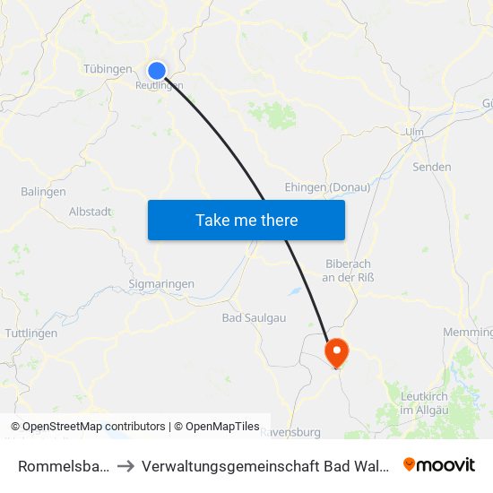 Rommelsbach to Verwaltungsgemeinschaft Bad Waldsee map