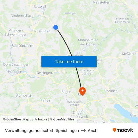 Verwaltungsgemeinschaft Spaichingen to Aach map