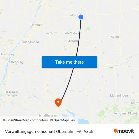Verwaltungsgemeinschaft Obersulm to Aach map