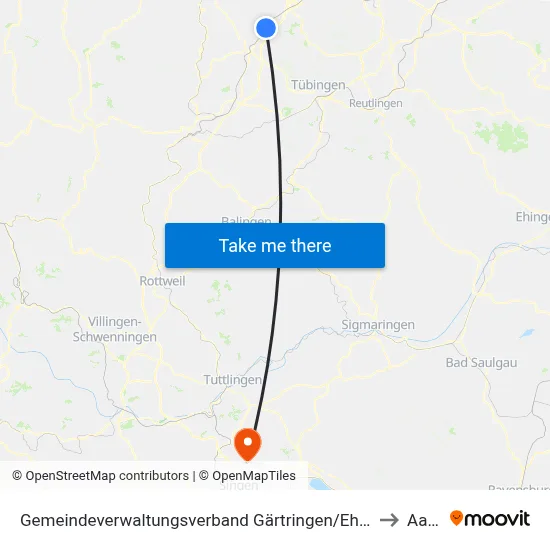 Gemeindeverwaltungsverband Gärtringen/Ehningen to Aach map