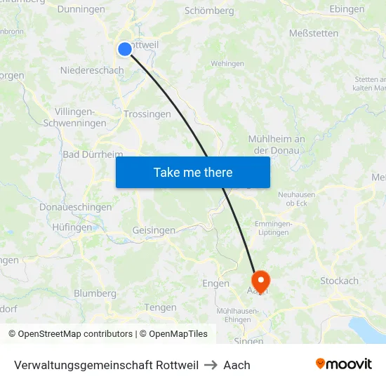 Verwaltungsgemeinschaft Rottweil to Aach map