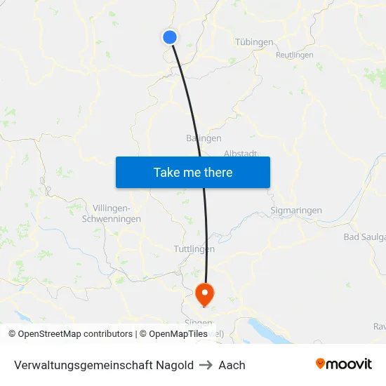 Verwaltungsgemeinschaft Nagold to Aach map