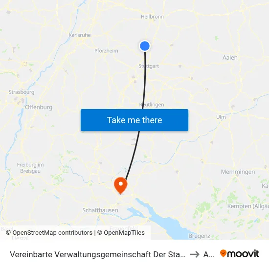 Vereinbarte Verwaltungsgemeinschaft Der Stadt Bietigheim-Bissingen to Aach map