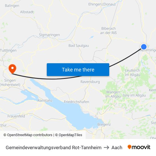 Gemeindeverwaltungsverband Rot-Tannheim to Aach map