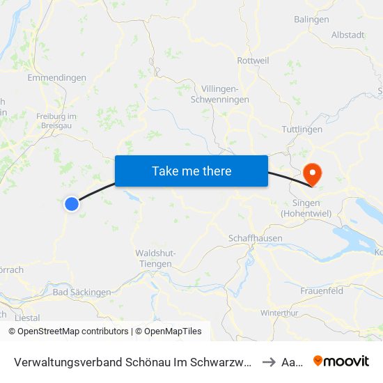 Verwaltungsverband Schönau Im Schwarzwald to Aach map