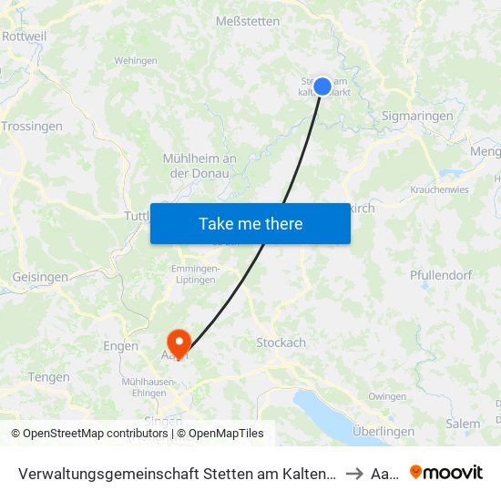 Verwaltungsgemeinschaft Stetten am Kalten Markt to Aach map