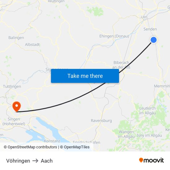 Vöhringen to Aach map