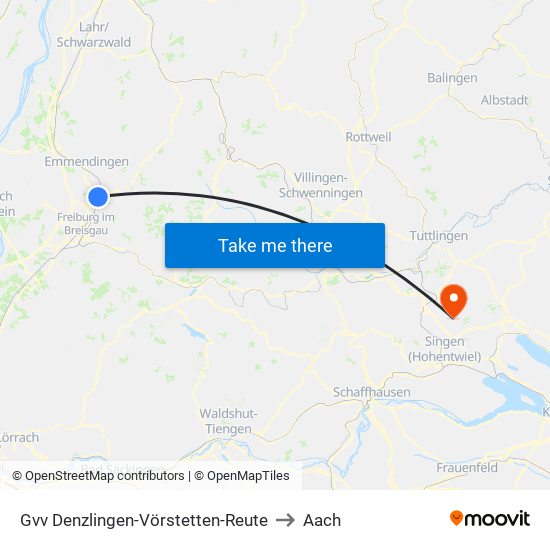 Gvv Denzlingen-Vörstetten-Reute to Aach map