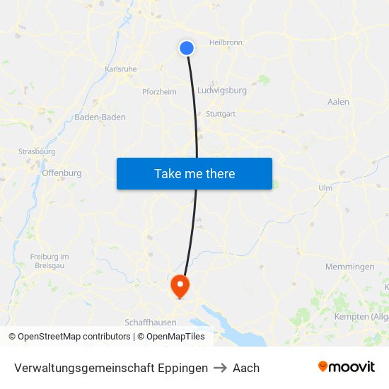 Verwaltungsgemeinschaft Eppingen to Aach map