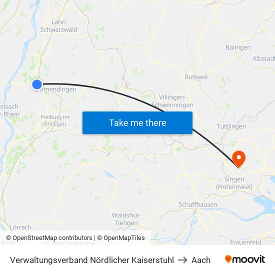 Verwaltungsverband Nördlicher Kaiserstuhl to Aach map