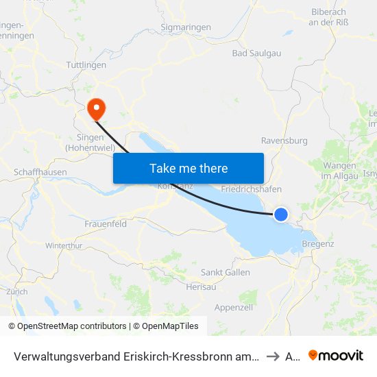 Verwaltungsverband Eriskirch-Kressbronn am Bodensee-Langenargen to Aach map