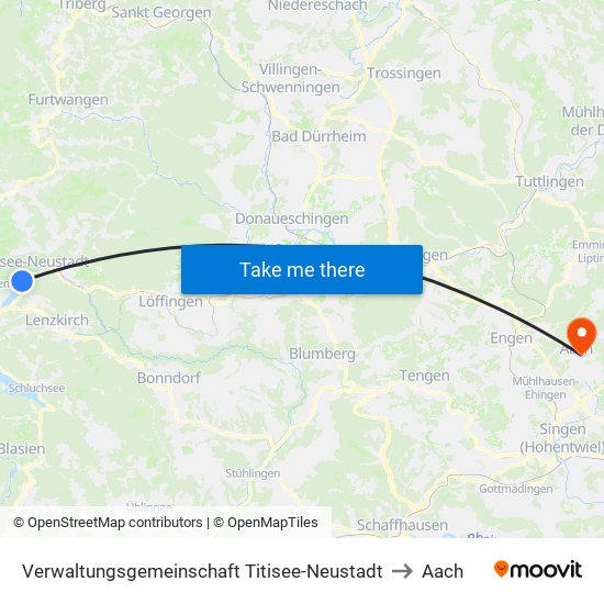 Verwaltungsgemeinschaft Titisee-Neustadt to Aach map