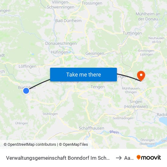 Verwaltungsgemeinschaft Bonndorf Im Schwarzwald to Aach map