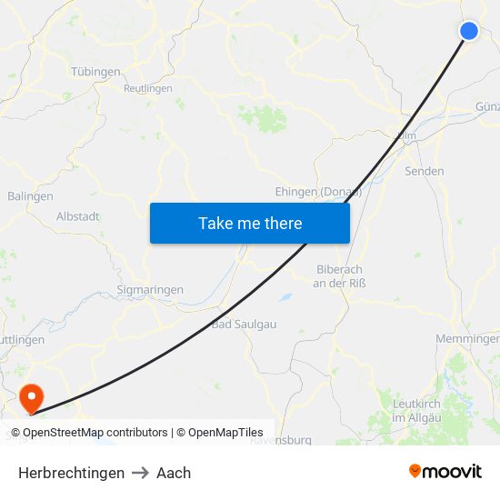 Herbrechtingen to Aach map