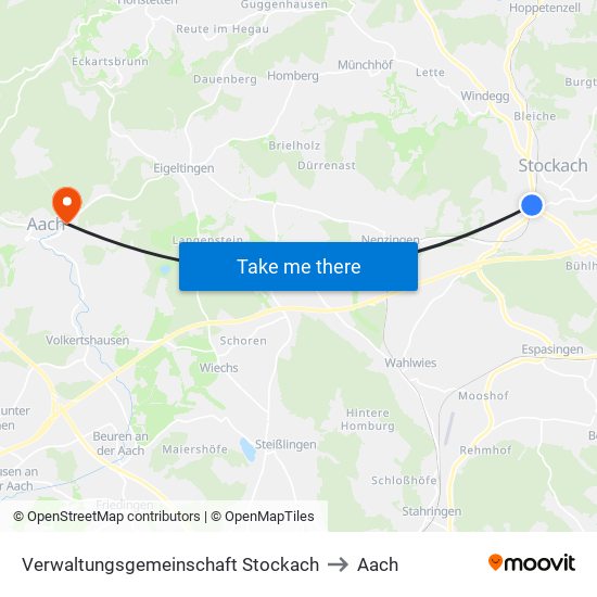 Verwaltungsgemeinschaft Stockach to Aach map