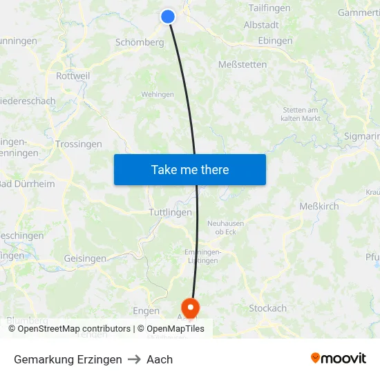 Gemarkung Erzingen to Aach map