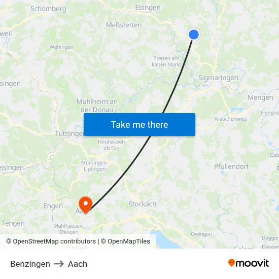 Benzingen to Aach map