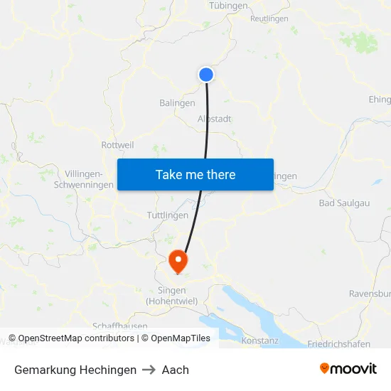 Gemarkung Hechingen to Aach map