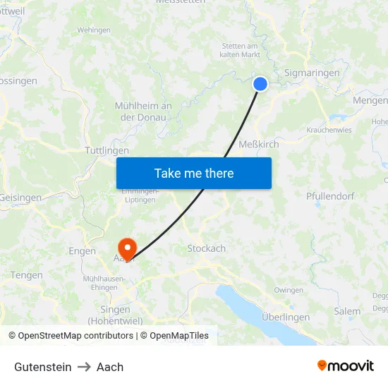 Gutenstein to Aach map
